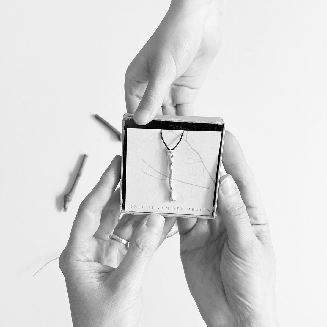 silver pocket treasure twig hanger daphne van der meulen jewelry