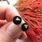black circle dot with triple 14k gold dots mezereem jewelry