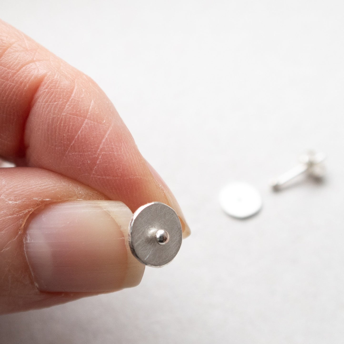 silver circle dot ear studs mezereem jewelry
